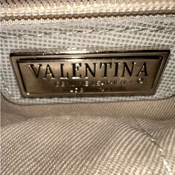 Valentina Gray Leather Large Crossbody Handbag Minimalist Casual Statement Basic - Picture 9 of 10